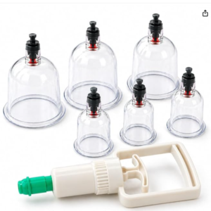 Vacuum Cupping Therapy Set 6 Pcs - DVESH Cupping Kit for Pain Relief, Muscle Recovery, Body Massage & Blood Circulation - Portable Manual Therapy Cups with Magnetic Heads, Transparent Design